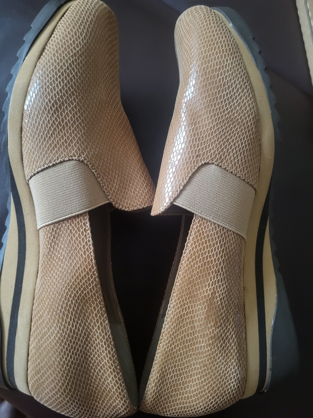 bettye muller Tan Slip-On Loafers with Textured Upper